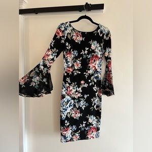 Black floral cocktail dress